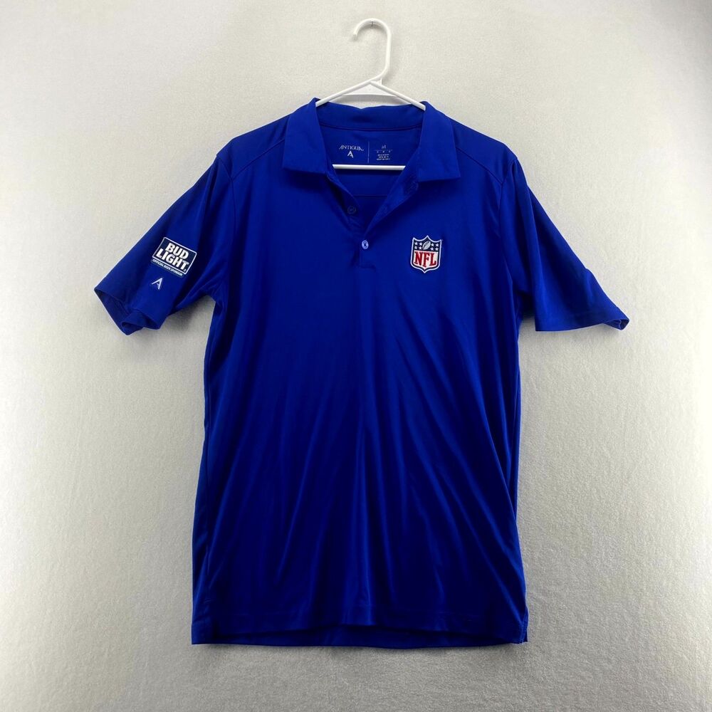 Antigua Embroidered NFL Bud Lite Blue Athletic Wear Polo Mens Size‎ M